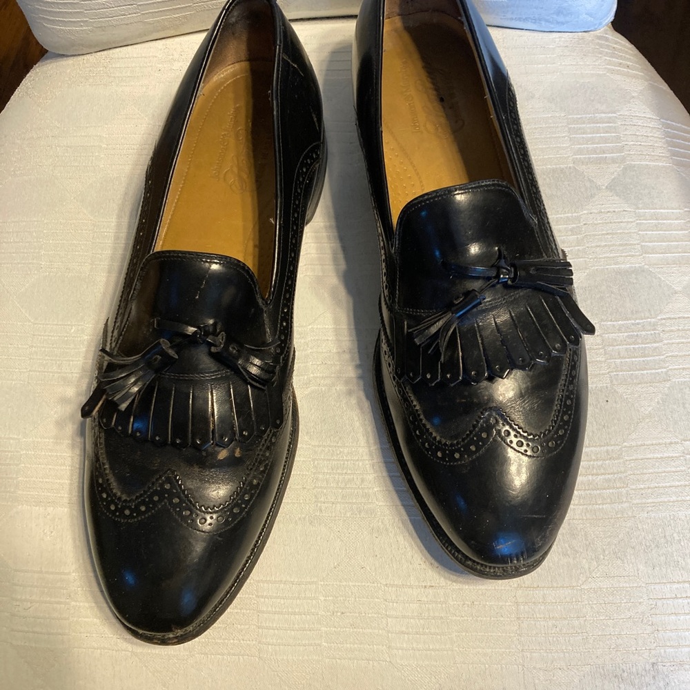 JOHNSTON MURPHY Men's Dress Shoes Black Leather Tassel Loafers size 12